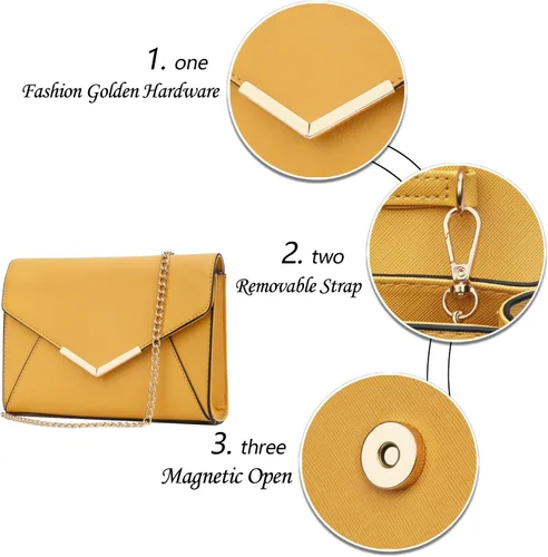 Vista 2 de KKXIU Elegante bolso de mano de piel sintética para mujer, bolso de mano plegable para fiesta, boda, baile de graduación