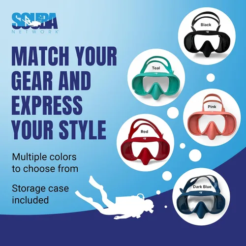Vista 8 de Spartacus Frameless Dive Mask, Ultra-Clear Low-Iron Glass, Wide View, Low Volume, 100% Silicone Skirt