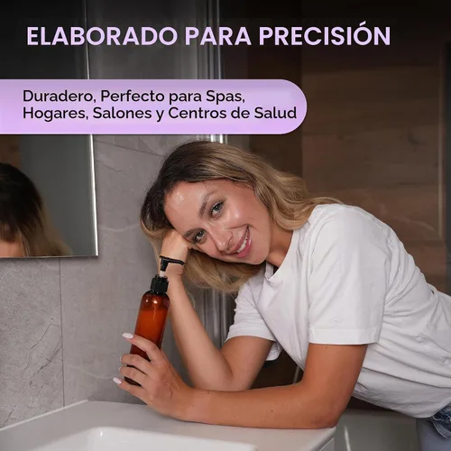 Vista 5 de BRIGHTFROM Botellas con bomba de loción, vacíos de 8 onzas, recipientes de plástico recargables sin BPA, ámbar con dispensador negro para jabón