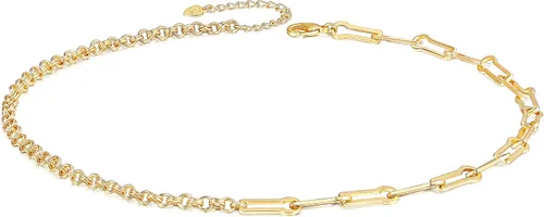 Vista 14 de Aobei Pearl - Gargantilla de oro de 18 quilates con cadena de clip, cadena de bolas y dijes perlas barrocas biwa para mujeres Cadena de estación