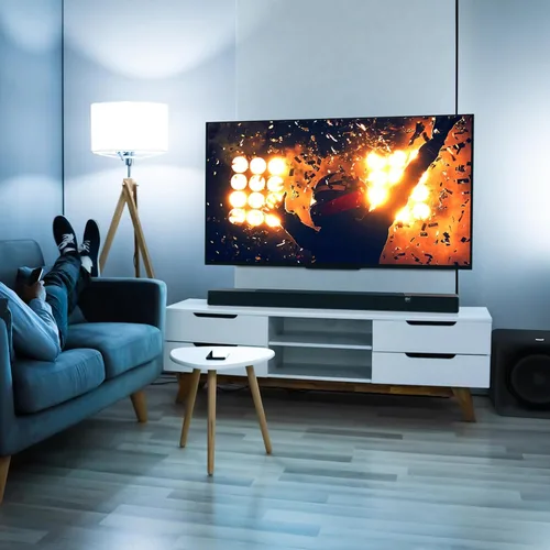 Vista 6 de Klipsch Flexus CORE 210 Dolby Atmos Barra de Sonido de 44" + Subwoofer de 10", Barra de Sonido Dolby Atmos de 3.1.2 Canales + Flexus Sub 100