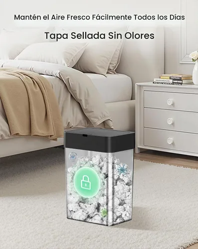 Vista 6 de Cesun Basurero de baño con tapa, 4 galones, con sensor de movimiento, botes de basura automáticos sin contacto, cesta de basura inteligente