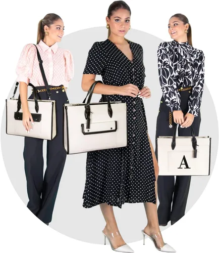 Vista 7 de TOPDesign Initial 15.6" Laptop Tote Bag for Women, Personalized Canvas Work Purse, Business Briefcase & Office Handbag