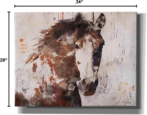 Vista 4 de Epic Graffiti Irena Orlov - Lienzo decorativo para pared, diseño de "Brown 2 Gorgeous Horse", 34 x 26 pulgadas