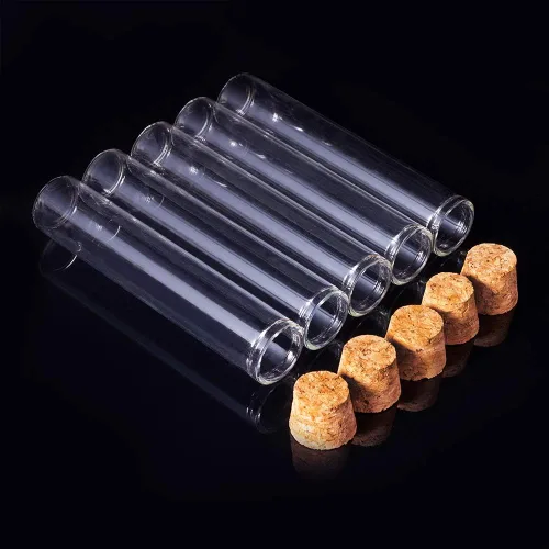Vista 5 de BENECREAT Paquete de 20 tubos de vidrio de 1.0 fl oz (1 oz) con tapones de corcho, pequeñas botellas vacías transparentes para aceites esenciales