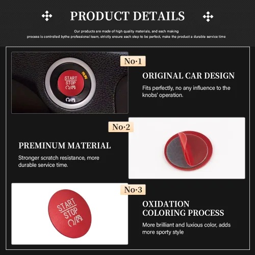 Vista 3 de LECART Pegatina Roja de Cubierta de Botón de Arranque que se Ajusta para Dodge Charger/Challenger/Durango/Ram 1500 Accesorios