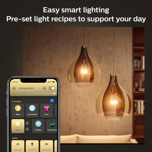 Vista 4 de Philips Hue - Focos LED inteligentes A19 - Focos de 75w sin parpadeo - Control con la aplicación Hue - Compatible con Alexa, Asistente de Google