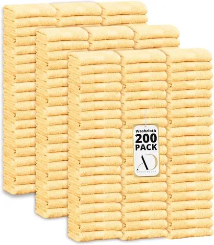 Vista 52 de Ample Decor Toallas 100% algodón de 12 x 12 pulgadas, 600 GSM, suaves y absorbentes, duraderas, juego de 10, color beige