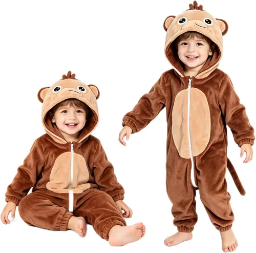 Vista 10 de Disfraz de monstruo azul para niños pequeños: mameluco de animal con capucha para Halloween, lindo y cálido traje de monstruo azul para otoño e