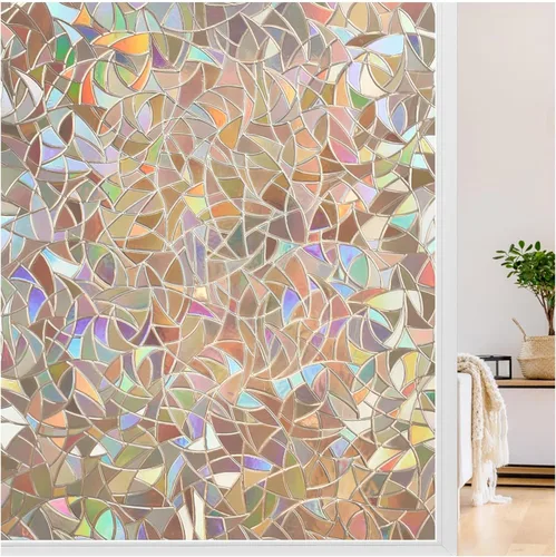 Vista 12 de LUTE - Película de privacidad para ventana, película de arco iris, adhesivo estático de vidrio manchado 3D decorativo, adhesivos de vidrio