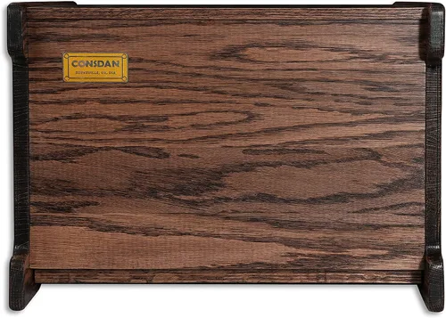 Vista 7 de CONSDAN Panera de madera maciza de roble para encimera de cocina, contenedor de pan de doble capa para almacenamiento de pan, caja de pan de gran
