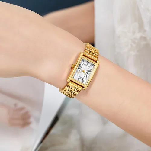 Vista 2 de BESTKANG Relojes rectangulares para mujer, correa de acero inoxidable, reloj de pulsera cuadrado a la moda delicado e impermeable