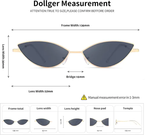 Vista 5 de Dollger Gafas de sol lindas con diseño de ojo de gato para mujeres y hombres, estilo triangular, estilo vintage