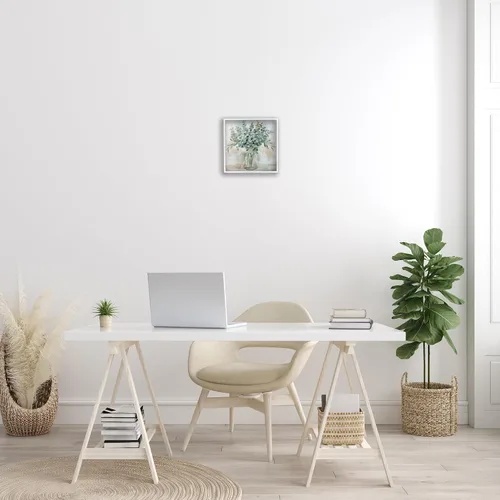 Vista 2 de [Usado] 'Arreglo calmante de hierbas de eucalipto' Arte Giclée enmarcado Stupell Industries Blanco, 12 x 12 pulgadas, fácil de colgar