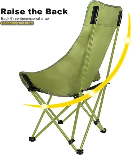 Vista 4 de Sillas de camping con respaldo alto, portátil, grande, resistente, plegable, con bolsillo de almacenamiento lateral, con cabeza acolchada, soporta