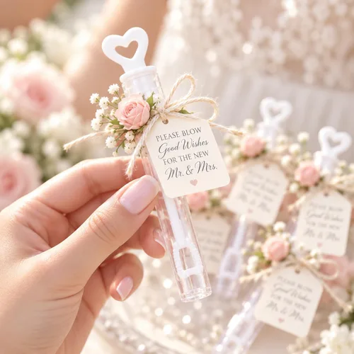 Vista 6 de Paquete de 56 varitas de burbujas blancas para boda, mini varitas