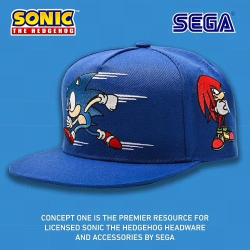 Vista 5 de Concept One Gorra de béisbol Sonic The Hedgehog para hombre, logotipo bordado con ala plana, ajustable