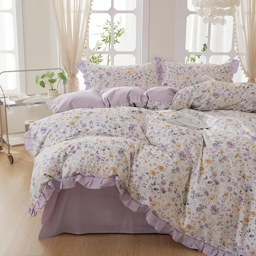 Vista 10 de mixinni Juego de funda de edredón de algodón floral para niñas y adolescentes, con lazos de cremallera, fácil cuidado, ultra suave y transpirable