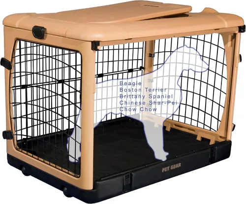 Vista 12 de Pet Gear The Other Door - Caja de acero de 4 puertas para perros/gatos, 27 pulgadas, color beige Puerta estilo garaje, incluye cama de felpa