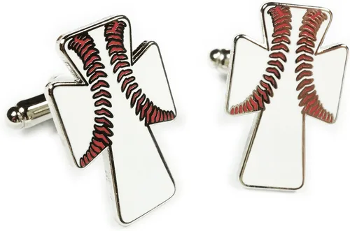 Vista 2 de Juego de gemelos con diseño de cruz cristiana de Jesucristo para corbata y barra de corbata