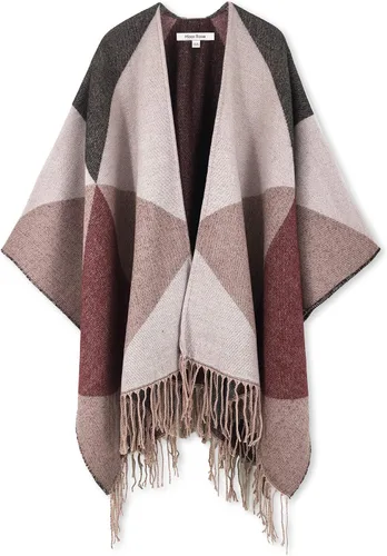 Vista 43 de Moss Rose Chal de viaje para mujer, capa tipo poncho de frente abierto para otoño e invierno