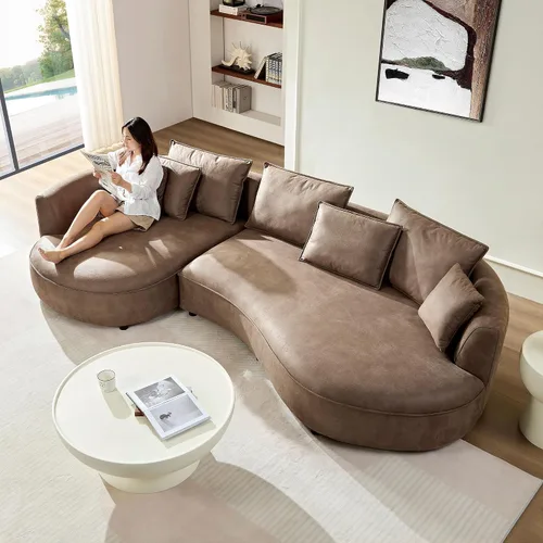 Vista 11 de JUSTONE Sofá modular moderno de 104.72 pulgadas, cómodo sofá de asiento profundo con 2 almohadas para sala de estar, dormitorio, apartamento