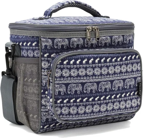 Vista 34 de FlowFly - Lonchera reutilizable con aislante para adultos, grande, para mujeres y hombres, con correa ajustable para el hombro, bolsillo frontal
