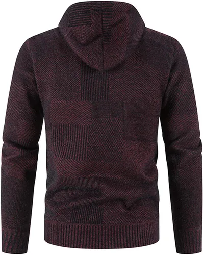 Vista 4 de Sudaderas con capucha y cremallera para hombre, cordón de punto, color sólido, con capucha, de gran tamaño, ropa de calle, suéter de moda