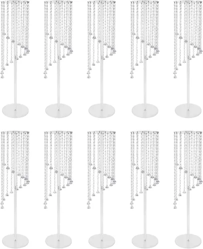 Vista 3 de 10 jarrones de flores, centros de mesa de boda, soportes de acrílico para decoración de mesa de centro de mesa de cristal, soporte de flores de 31.5