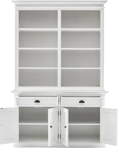 Vista 2 de NovaSolo Halifax - Mueble para buffet de madera maciza de caoba con 8 estantes en color blanco