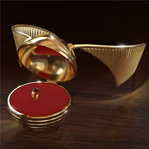 Vista 2 de The Bradford Exchange Harry Potter Golden Snitch - Caja de música de metal fundido con una recreación del anillo de Marvolo Gaunt