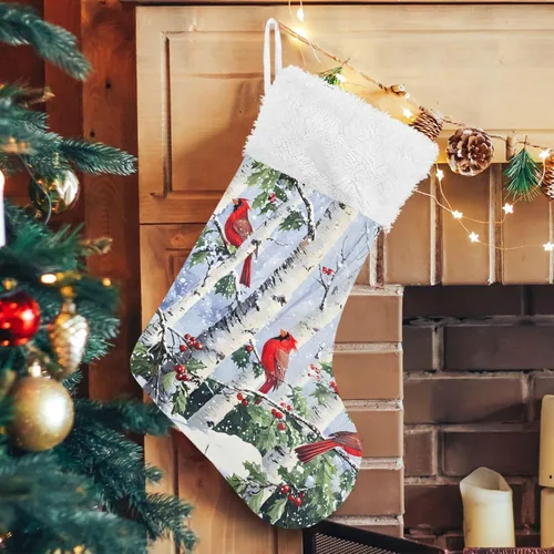 Vista 13 de ALAZA Calcetines de Navidad, copos de nieve, clásicos de invierno, decoraciones de calcetines grandes personalizados para la temporada de vacaciones