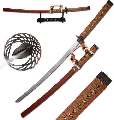 Vista 10 de Snake Eye Tactical Clásica - Espada samurái Katana de dos tonos con soporte de exhibición