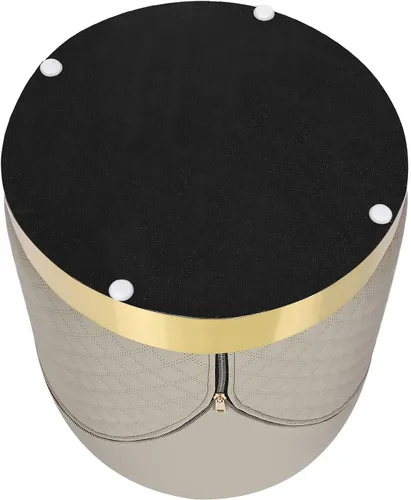 Vista 5 de Reposapiés tapizado en piel sintética redonda con base dorada, silla de maquillaje para salón, dormitorio