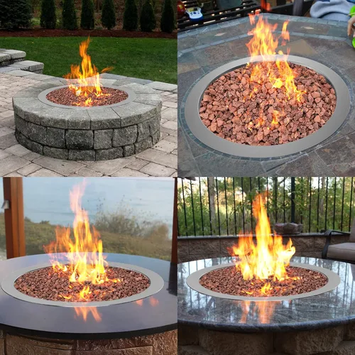 Vista 7 de Skyflame - Bandeja redonda de acero inoxidable de 13 pulgadas para fogata con quemador y cubierta protectora