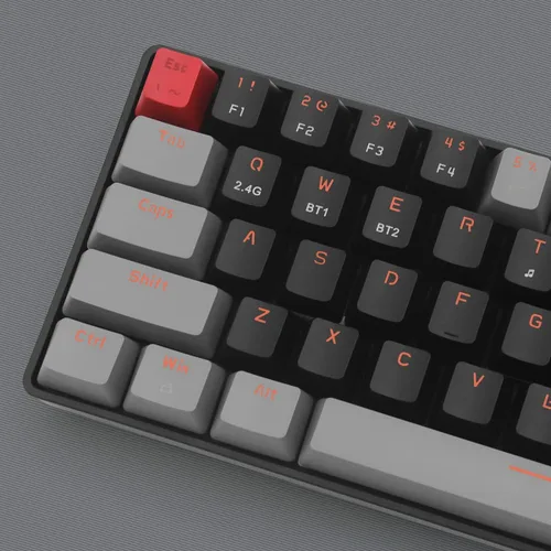 Vista 4 de Qisan Teclado mecánico para juegos de modo dual 2.4GBT Teclado inalámbrico con interruptor marrón Mini diseño (60% teclado) Teclado de computadora