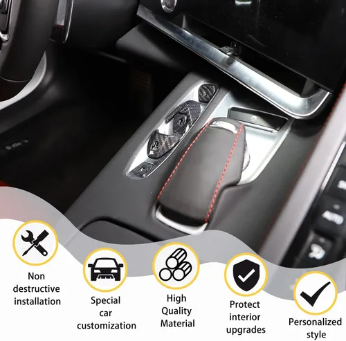 Vista 4 de CHEAYAR Cubierta de fibra de carbono para panel de palanca de cambios de consola compatible con Chevrolet Corvette C8 2020-2023, interior P D Auto M