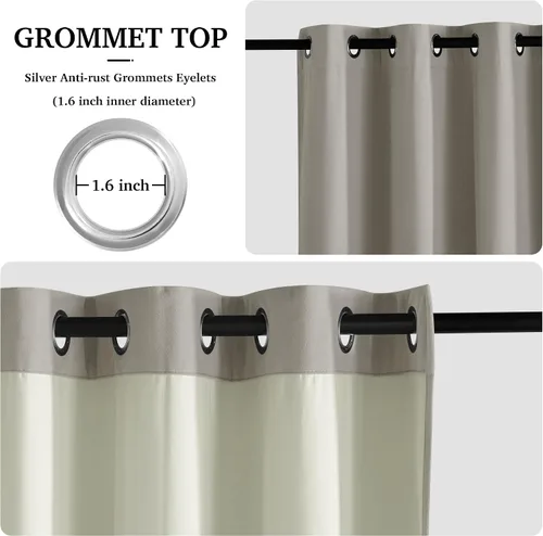 Vista 2 de RYB HOME Cortinas de terciopelo 100% opacas para sala de estar, cortinas de guardería con bloqueo de luz, 2 paneles, cortinas de ventana con Beige