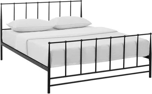 Vista 7 de Modway Cama de plataforma King de metal de acero con soporte de listones de metal en blanco