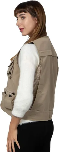 Vista 2 de Chaleco de malla transpirable para mujer, chaleco de pesca para fotógrafo, chaleco de viaje con bolsillos