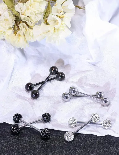 Vista 5 de Lcolyoli - 12 piercings de acero quirúrgico de 056oz para la lengua pezón pezón pezón piercing para el cuerpo joyería para mujeres y hombres