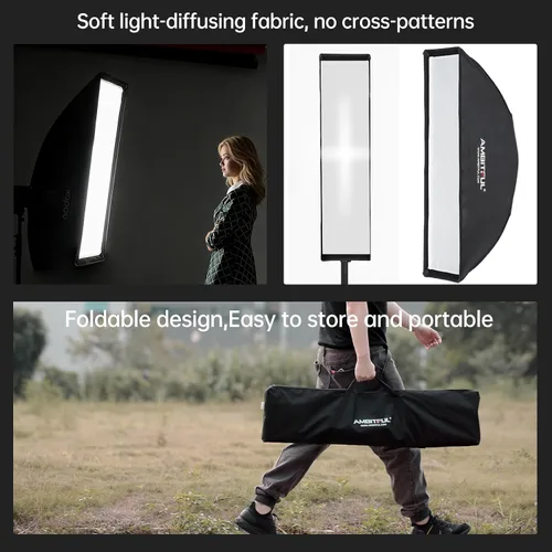 Vista 4 de AMBITFUL 2 unids 8.7x35.4 in 9"x35" Beehive Honeycomb Grid Strip Softbox Bowens Mount para Studio Flash