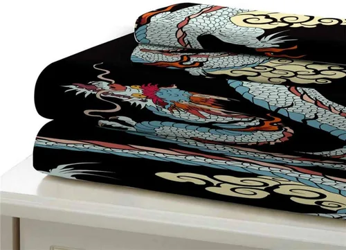 Vista 6 de Juego de ropa de cama 3D con estampado de dragón chino, tamaño Queen, ropa de cama con funda de almohada, textiles para el hogar, tamaño individual