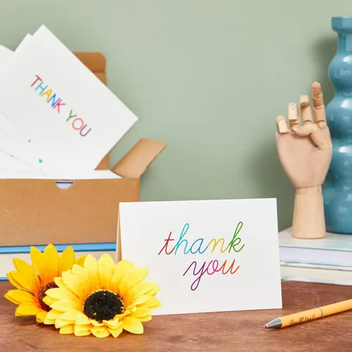 Vista 3 de Juvale Thank You Cards with Envelopes - Bulk Blank Thank You Notes & Cards for Kids & Adults - 6 Assorted Rainbow Designs - White, 48 Pack, 4 x 6 In