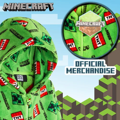 Vista 2 de Minecraft Pyjama For Boys, Kids Pyjamas All in One, Super Soft Hooded Pyjamas, Gifts For Gamers Boys Girls