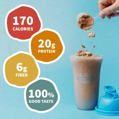Vista 2 de Garden of Life Proteína vegetal cremosa + leche de avena en polvo + proteína vegana con sabor a chocolate, a base de plantas, prebióticos