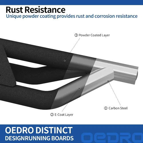 Vista 5 de OEDRO Estribos compatibles con Chevy Colorado/GMC Canyon Crew Cab 2015-2026, barras Nerf con barras laterales negras texturizadas