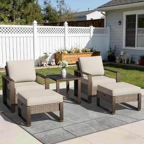 Vista 56 de Joyside - Sofá de mimbre para patio al aire libre, sofá de ratán de 3 plazas con cojines gruesos de olefina y reposabrazos rectangular con marco