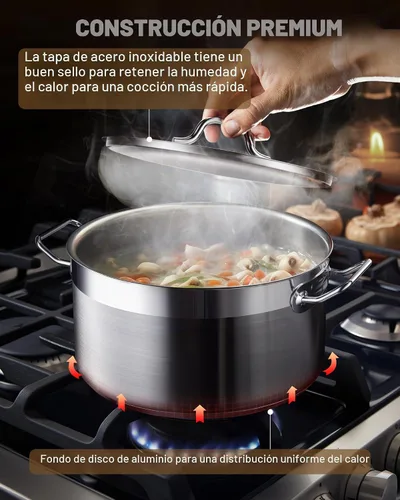 Vista 4 de Cooks Standard Olla de Caldo de 6 Cuartos con Tapa, Stockpot Profesional de Acero Inoxidable 18/10 Horno Holandés Cacerola Olla de Cocina, Ollas