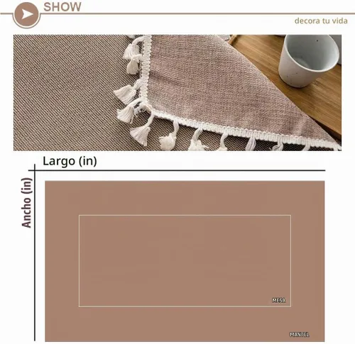 Vista 6 de Pahajim Mantel Rectangular Rústico de Lino con Tiras de Algodón y Borlas para Cocina y Comedor, Cubierta de Mesa Rectangular/Oblonga, 55" x 71", 4-6